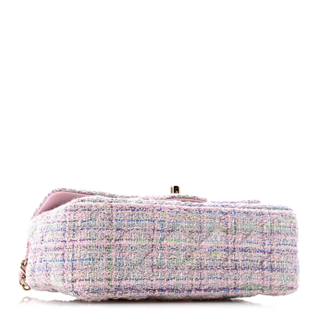 Chanel Tweed Quilted Mini Rectangular Flap Pink Multicolor