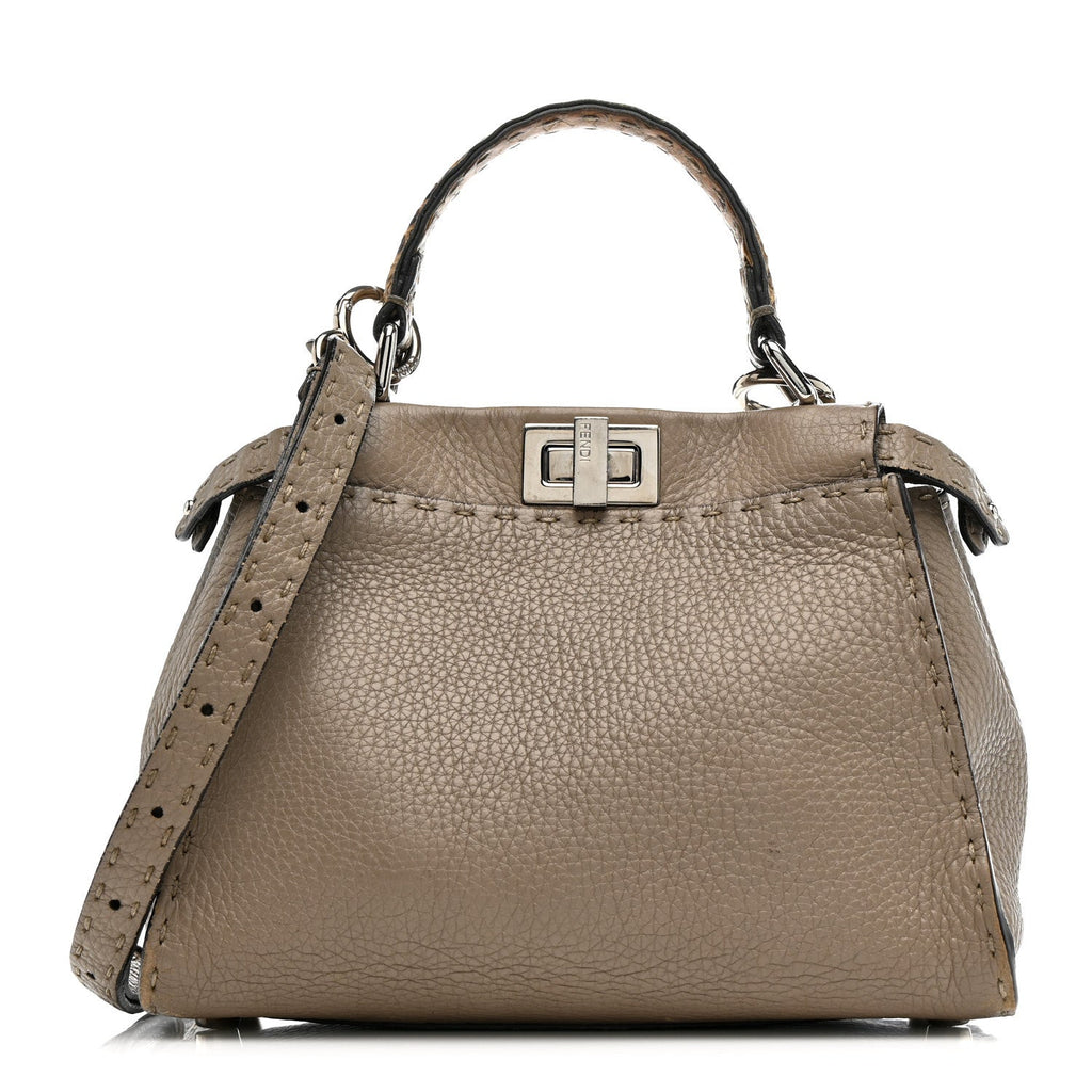 Fendi Cuoio Romano Snakeskin Selleria Mini Peekaboo Iconic Satchel Roccia Corda