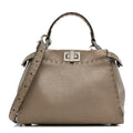 Fendi Cuoio Romano Snakeskin Selleria Mini Peekaboo Iconic Satchel Roccia Corda