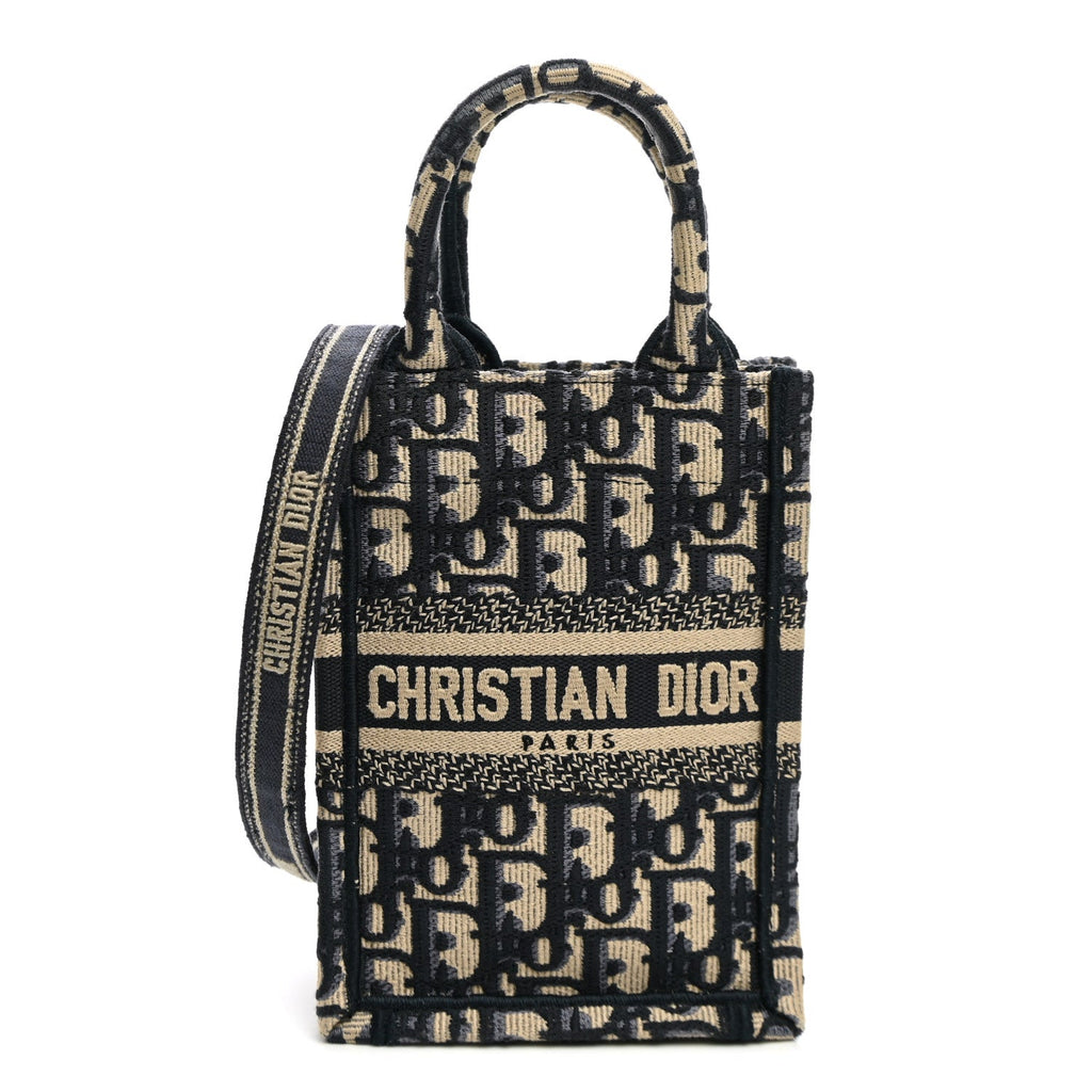 Dior Oblique Mini Book Tote Phone Bag Blue