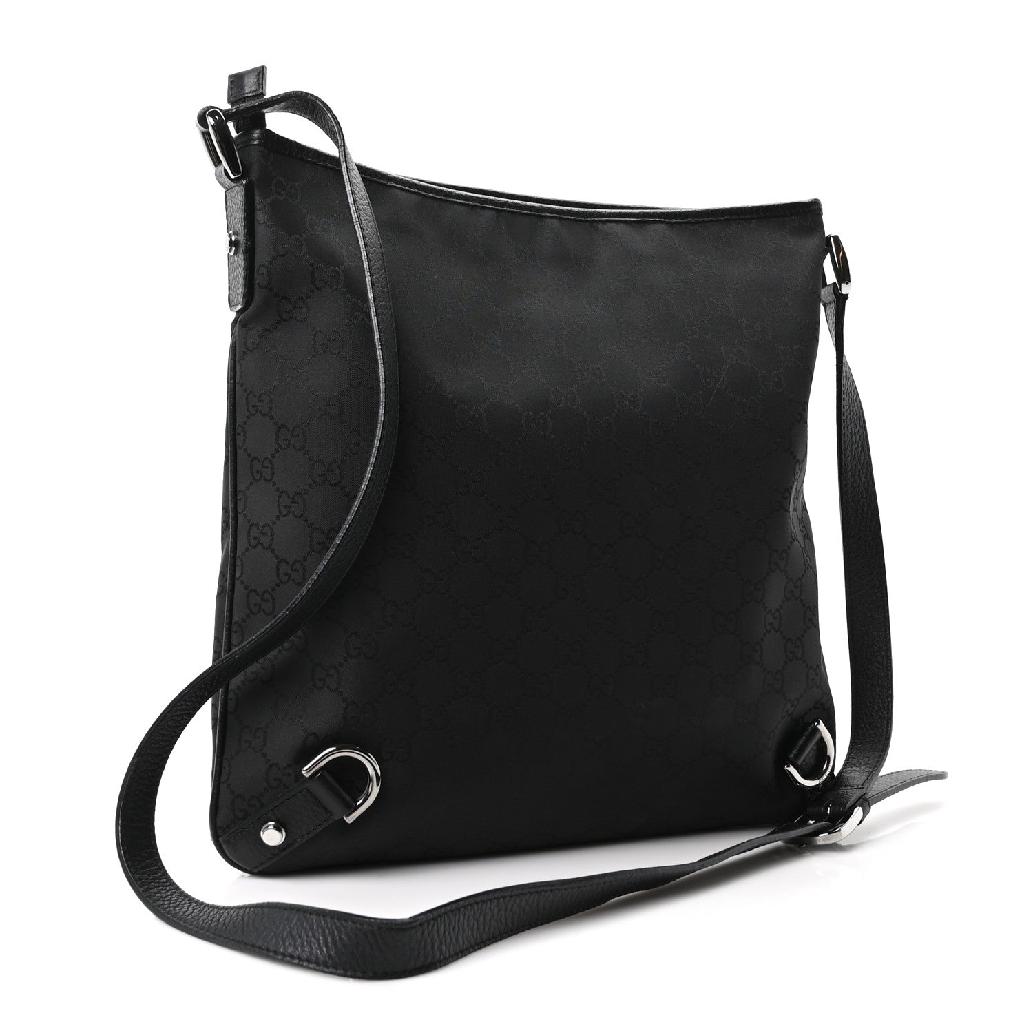Gucci Nylon Monogram Abbey Messenger Bag Black