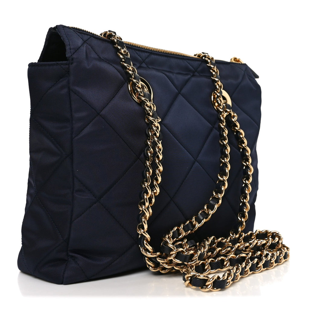Prada Re-Nylon Saffiano Stitched Re-Edition 1995 Chaine Shoulder Bag Navy