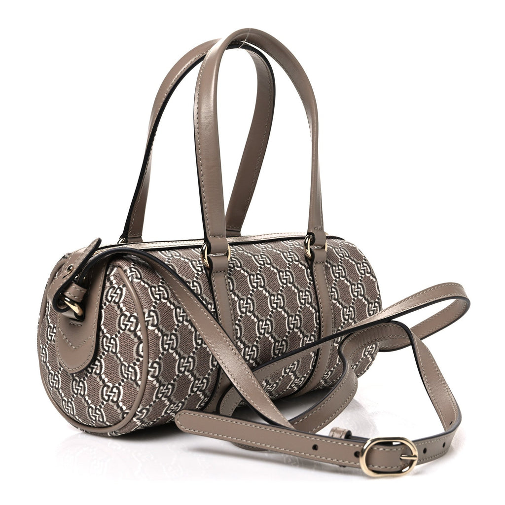 Gucci GG Shadow Monogram Ophidia Top Handle Bowler Bag Taupe