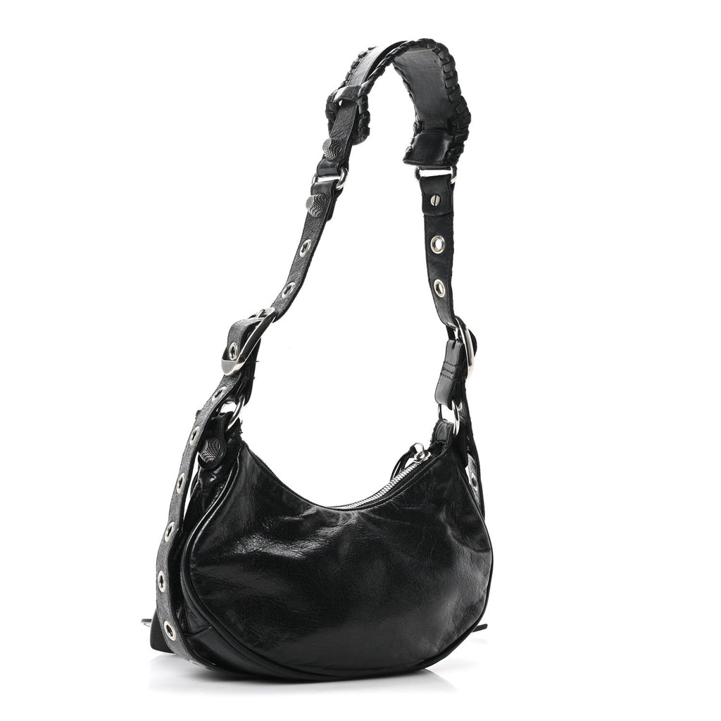 Balenciaga Agneau Arena Le Cagole Shoulder Bag XS Black