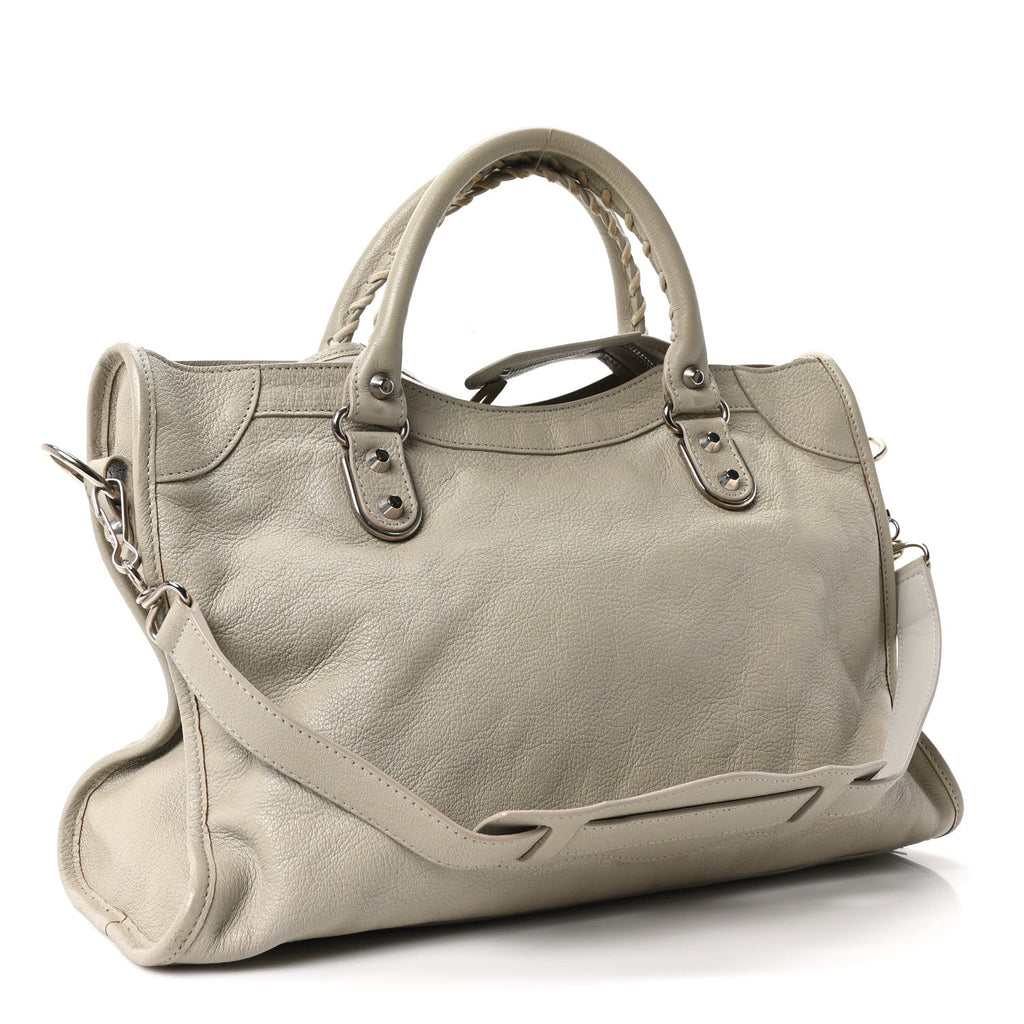 Balenciaga Chevre Gold Metallic Edge Hardware City Gris Glace