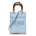 Fendi Vitello King Plexiglass Logo Embossed Mini Fendi Sunshine Shopper Tote Azzurro Baby