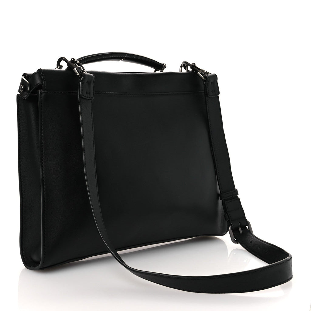 Fendi Vitello Grace FF 1974 Embossed Large Peekaboo Iconic Fit Satchel Black