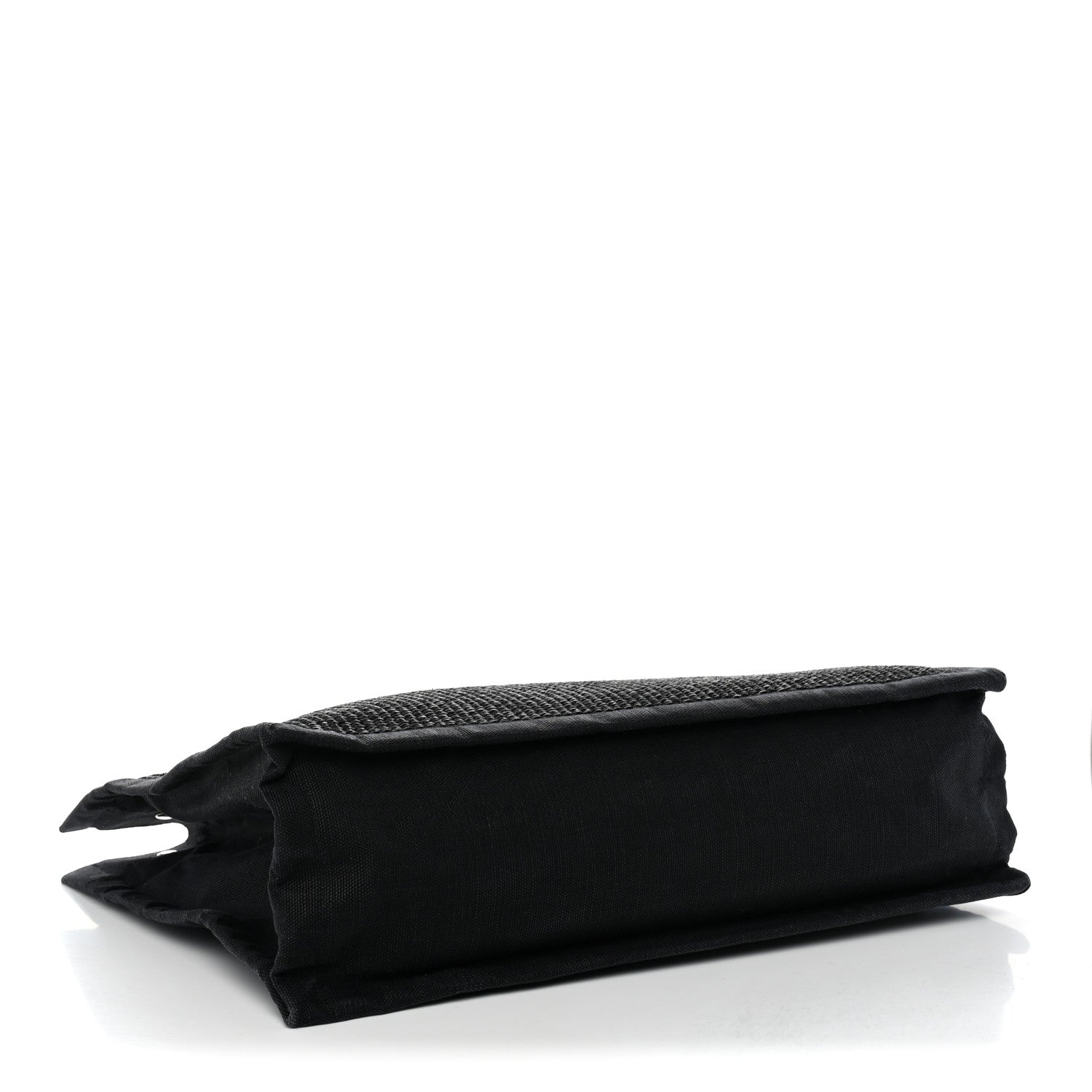 Saint Laurent Raffia Linen Calfskin Rive Gauche Tote Black