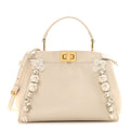 Fendi Nappa Rosebud Mini Peekaboo Iconic Satchel Bianco