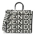 Fendi X MARC JACOBS Vitello King Logo Print Medium Fendi Sunshine Shopper Tote Black White