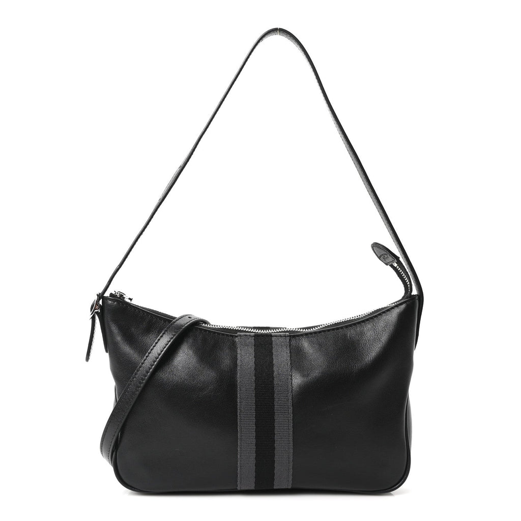 Gucci Calfskin Web Small Lunetta Crossbody Bag Black