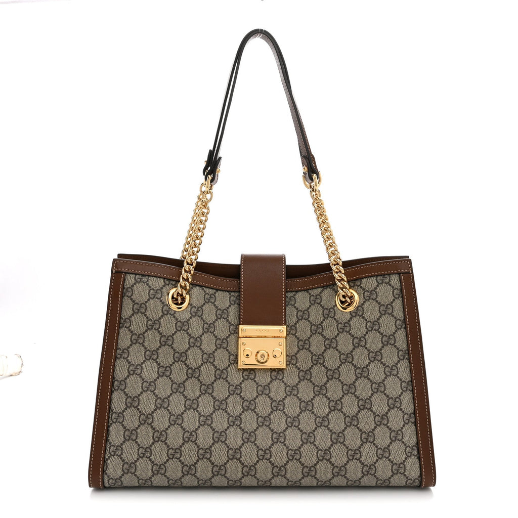 Gucci GG Supreme Monogram Medium Padlock Tote Beige Cuir