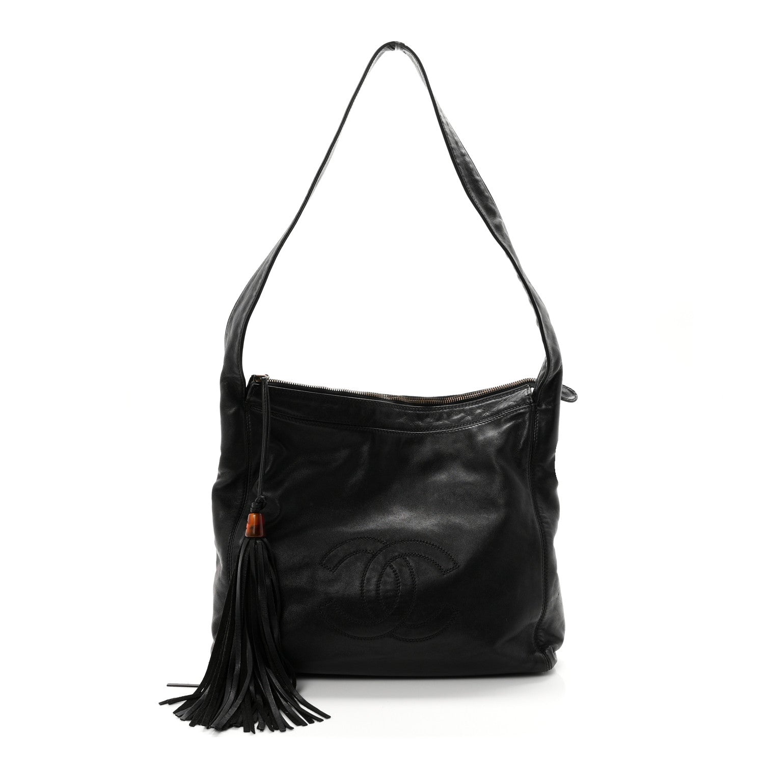 Chanel Lambskin CC Tassel Shoulder Bag Black