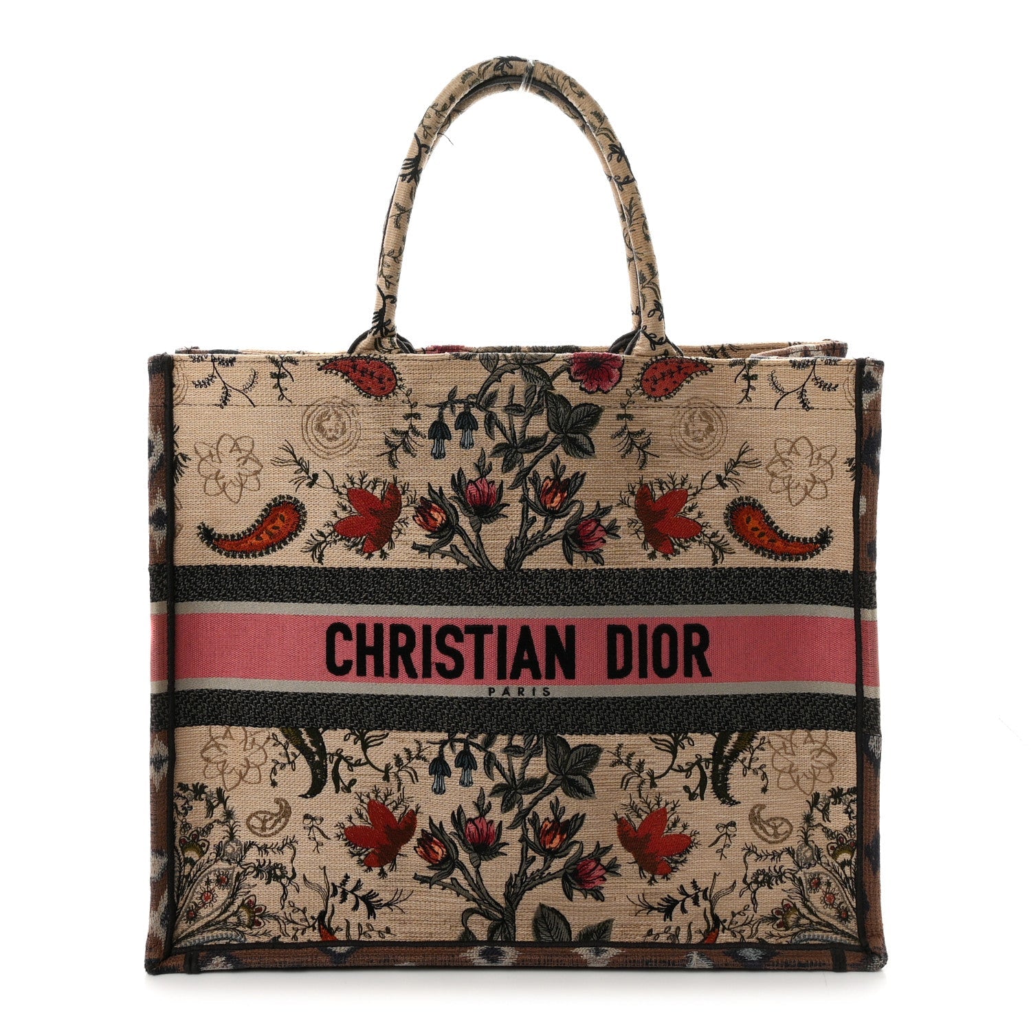 Dior Canvas Embroidered Large Broderie Dior Flowers Book Tote Multicolor