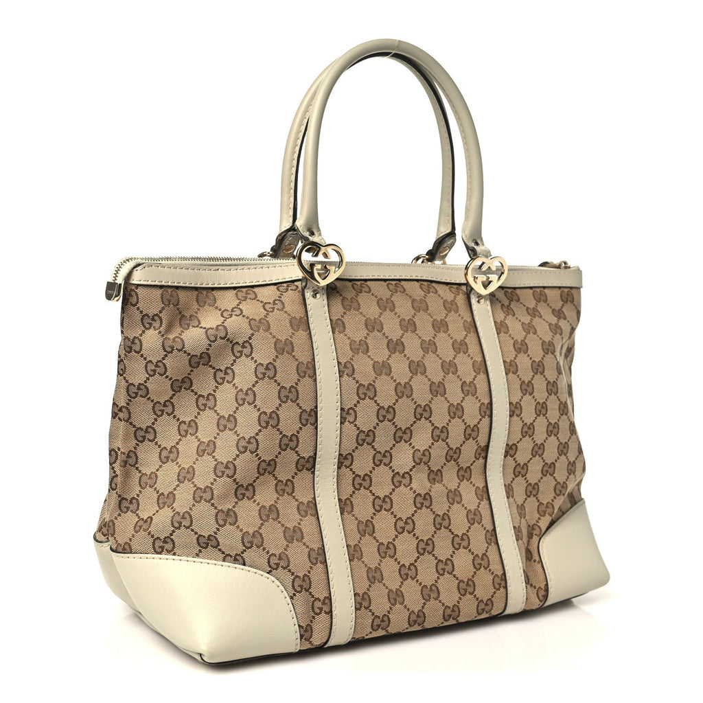 Gucci Monogram Medium Lovely Heart Tote White