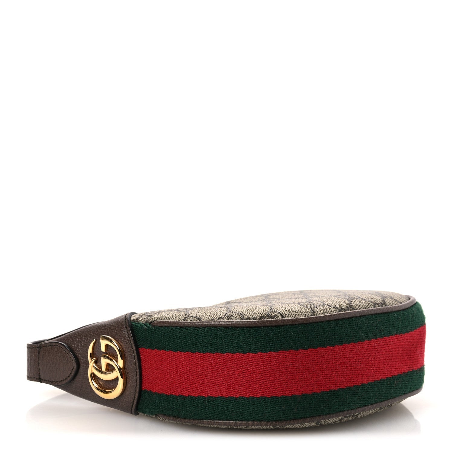 Gucci GG Supreme Monogram Textured Calfskin Web Mini Ophidia Half Moon Hobo Beige Ebony New Acero Beige Ebony New Acero