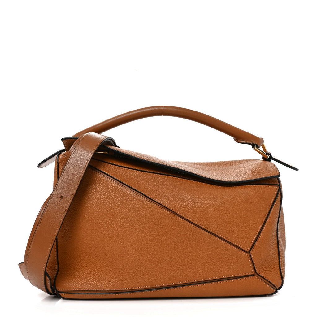 Loewe Calfskin Medium Puzzle Bag Tan
