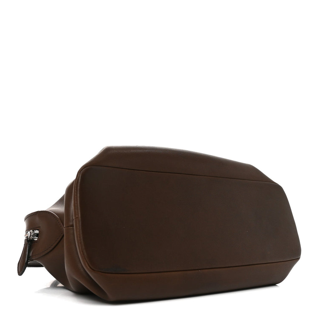 The Row Polished Saddle Calfskin Agnes 12 Deep Brown
