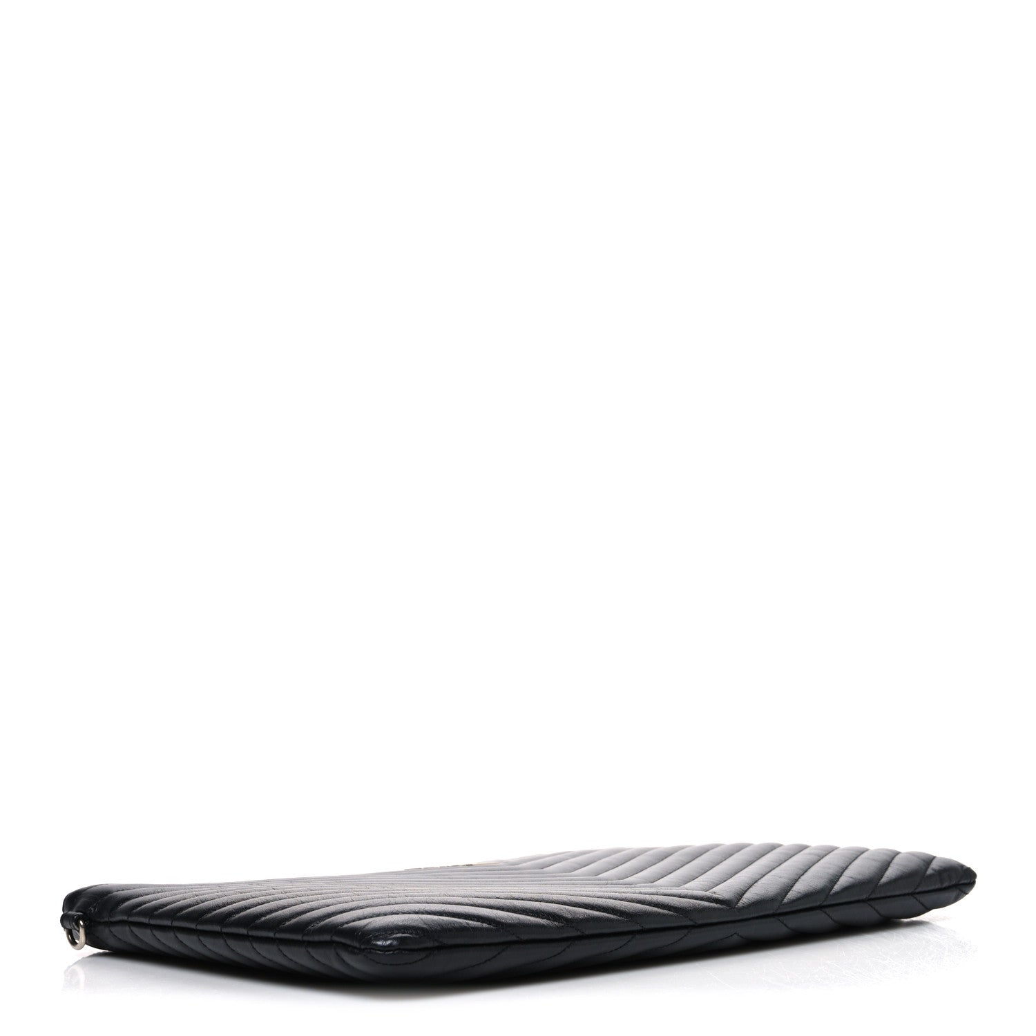 Saint Laurent Calfskin Matelasse Chevron Monogram Document Holder Black