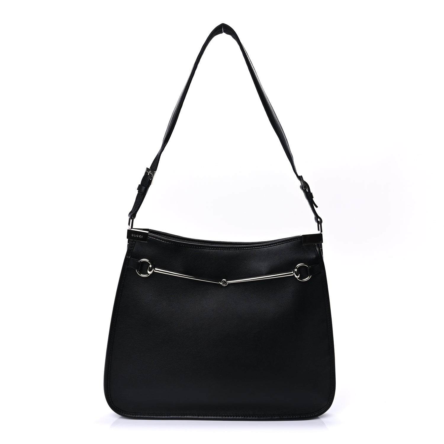 Gucci Calfskin Horsebit Slim Shoulder Bag Black