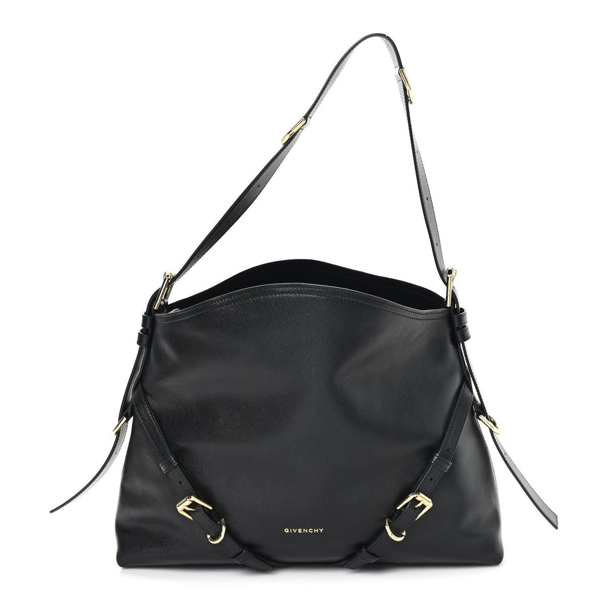 Givenchy Voyou medium bag black shiny calfskin front view