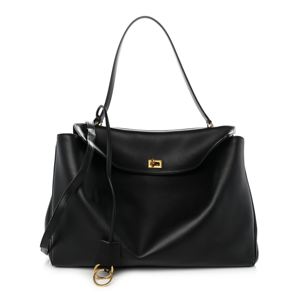 Balenciaga Smooth Calfskin Large Rodeo Top Handle Handbag Black