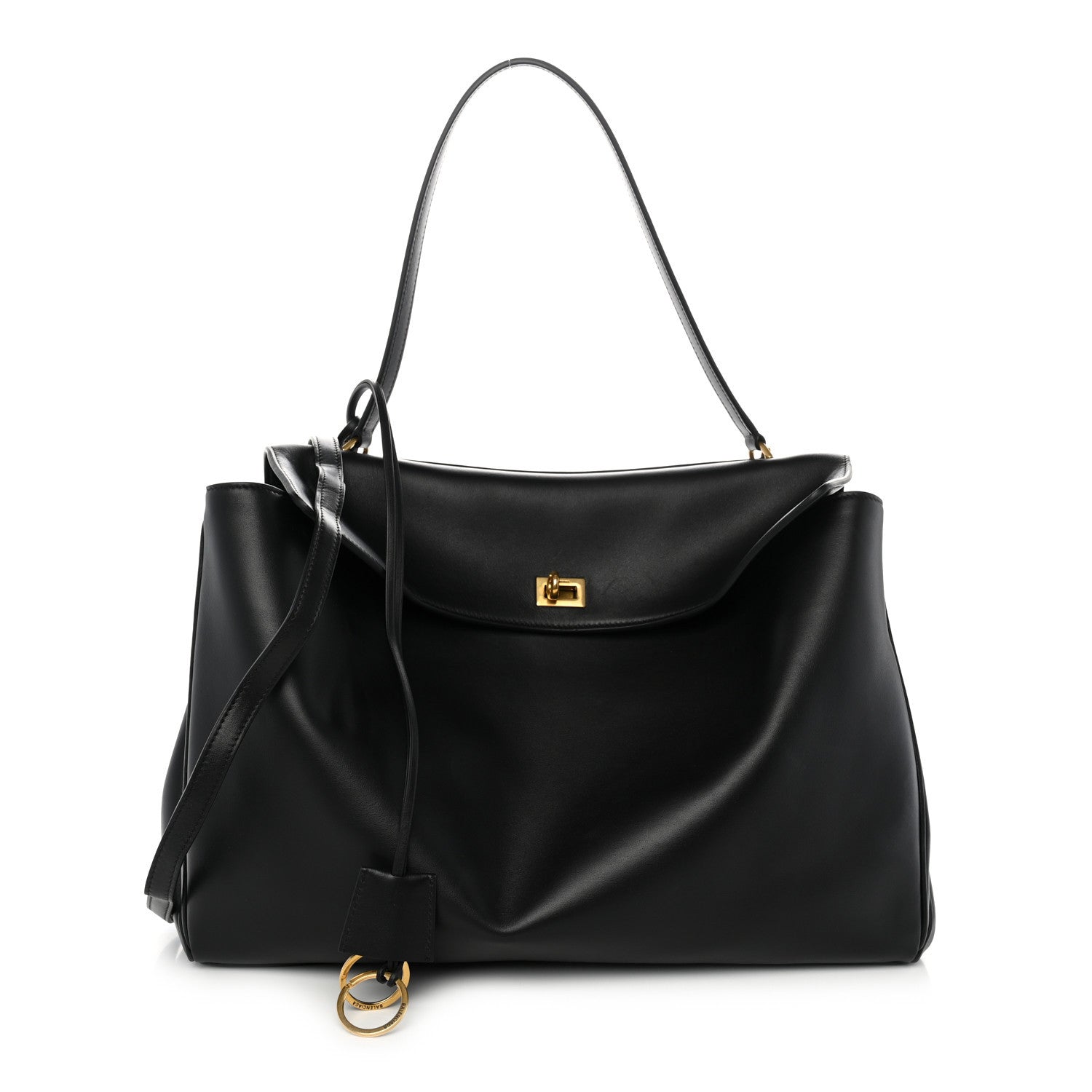 Balenciaga Smooth Calfskin Large Rodeo Top Handle Handbag Black