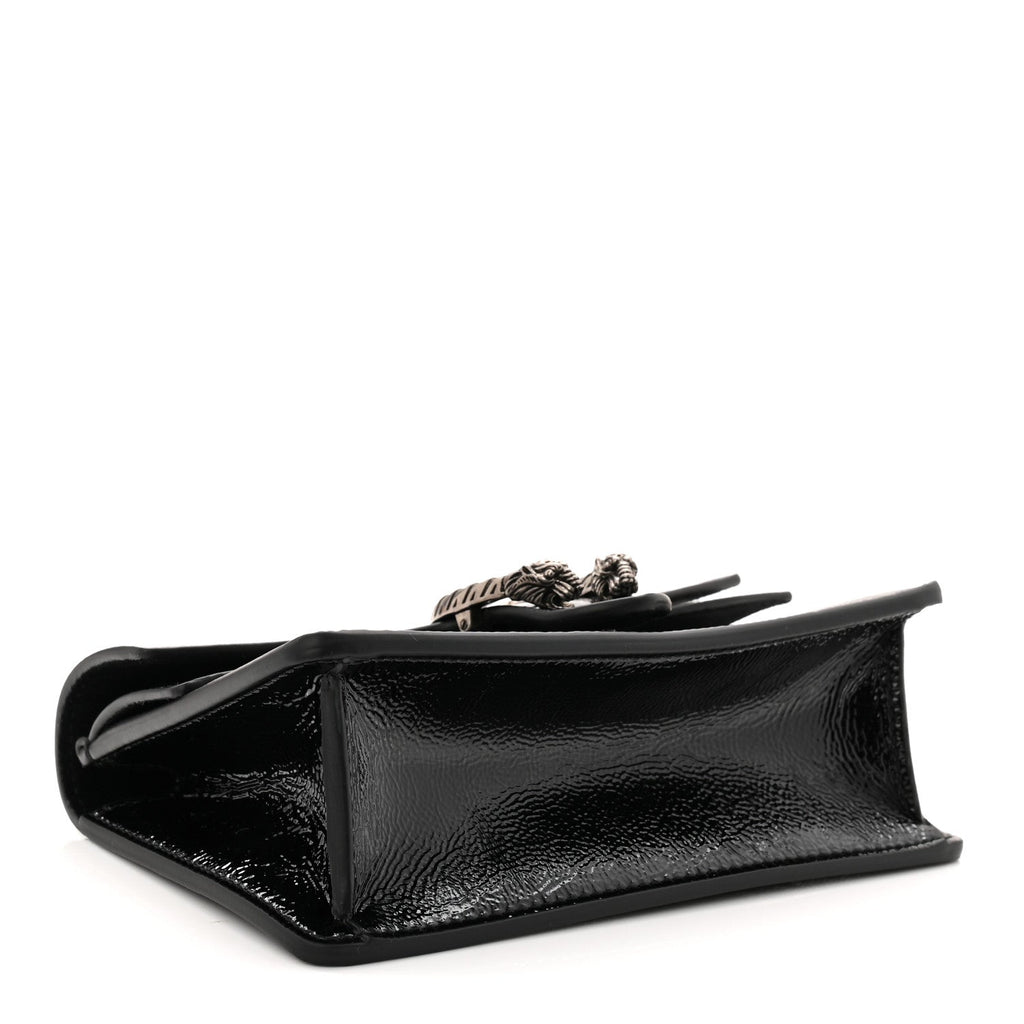 Gucci Crinkled Patent Super Mini Dionysus Shoulder Bag Black
