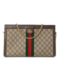 Gucci GG Supreme Monogram Web Medium Ophidia Chain Shoulder Bag Brown