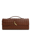 Bottega Veneta Nappa Intrecciato Long Andiamo Top Handle Clutch Sapele