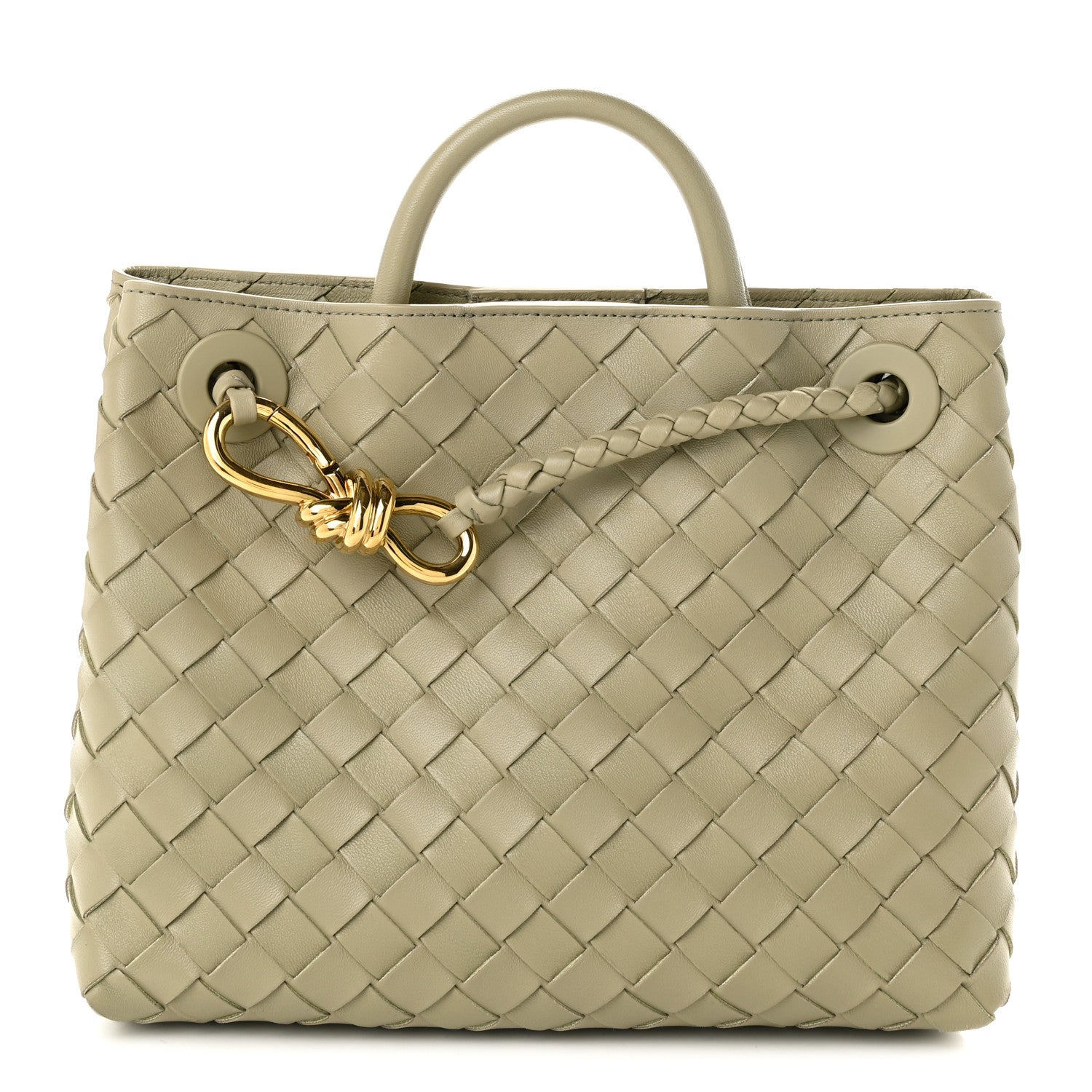 Bottega Veneta Nappa Intrecciato Small Andiamo Shoulder Bag Travertine