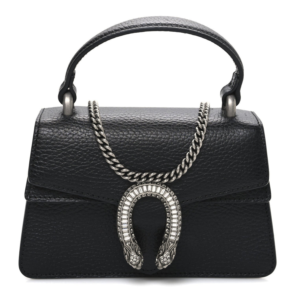 Gucci Dollar Calfskin Crystal Mini Dionysus Top Handle Bag Black Crystal