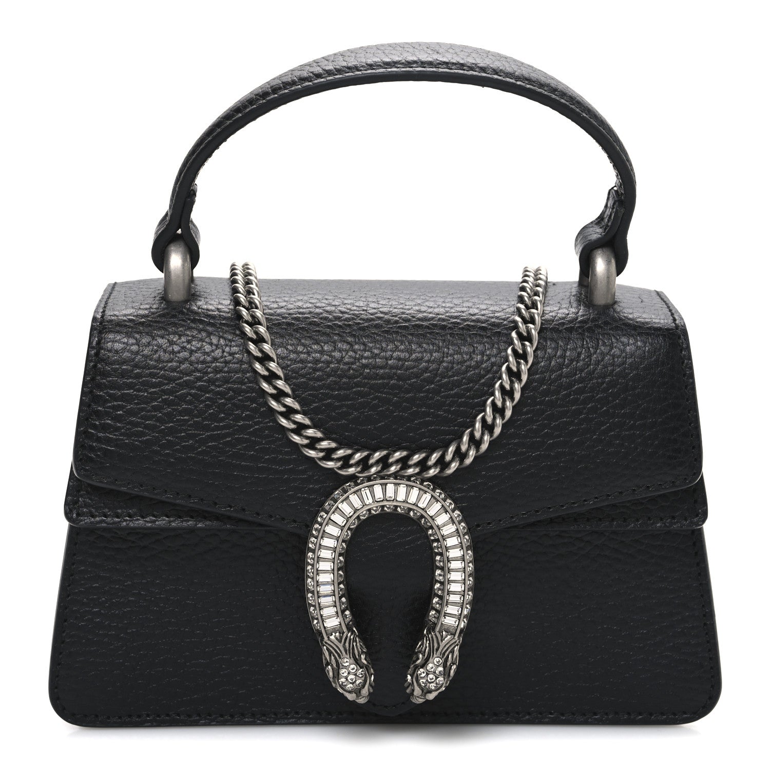 Gucci Dollar Calfskin Crystal Mini Dionysus Top Handle Bag Black Crystal