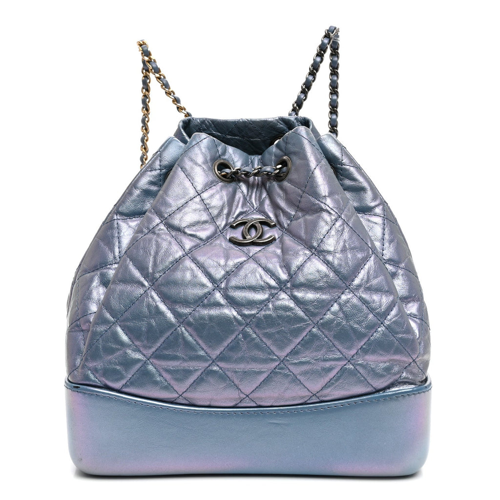 Chanel Iridescent Lambskin Calfskin Quilted Gabrielle Backpack Light Purple