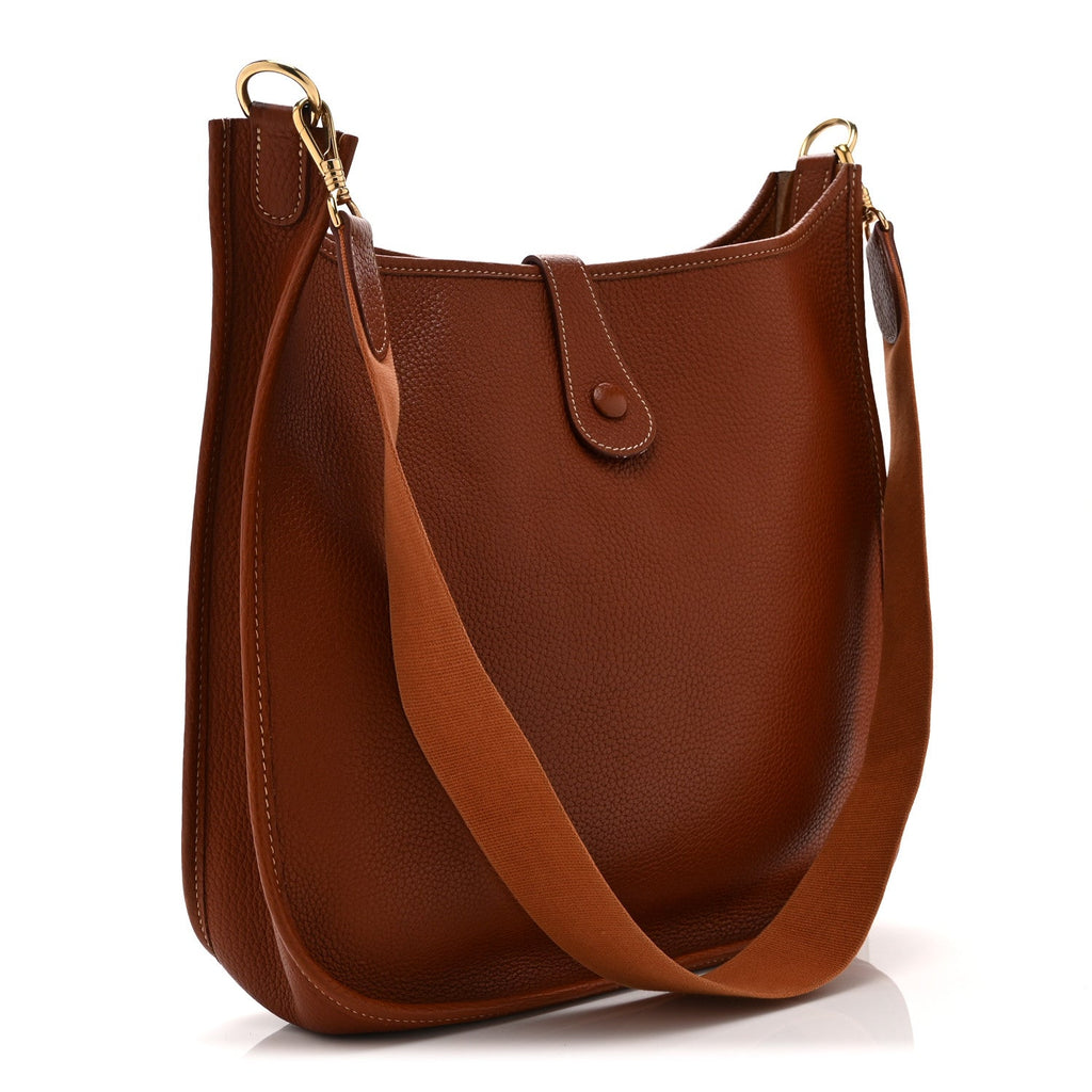 Hermès Taurillon Clemence Evelyne GM Noisette