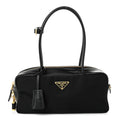 Prada Re-Nylon Vitello Small Top Handle Padlock Bag Black