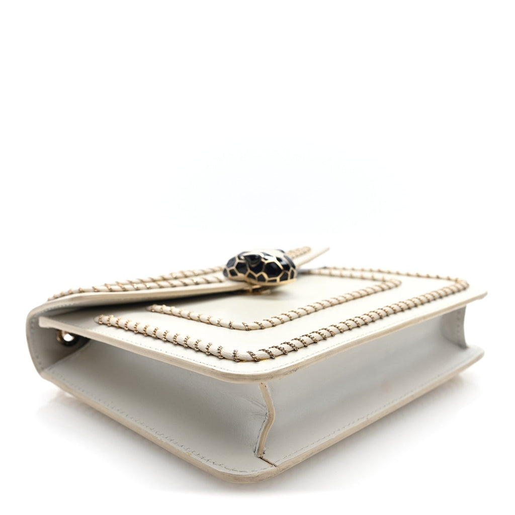 Bvlgari Woven Chain Serpenti Forever Crossbody Bag White detail view