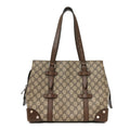 Gucci GG Supreme Monogram Textured Dollar Calfskin Small Detail Tote Beige Ebony New Acero