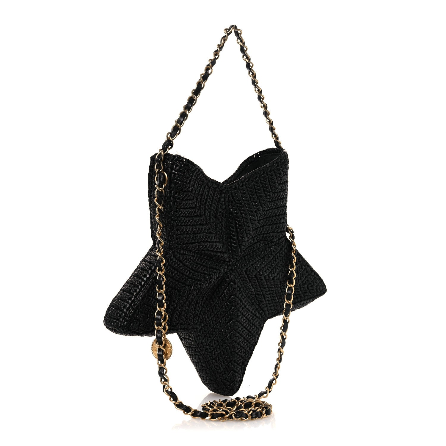 Chanel Raffia Star Coco Beach Bag Black