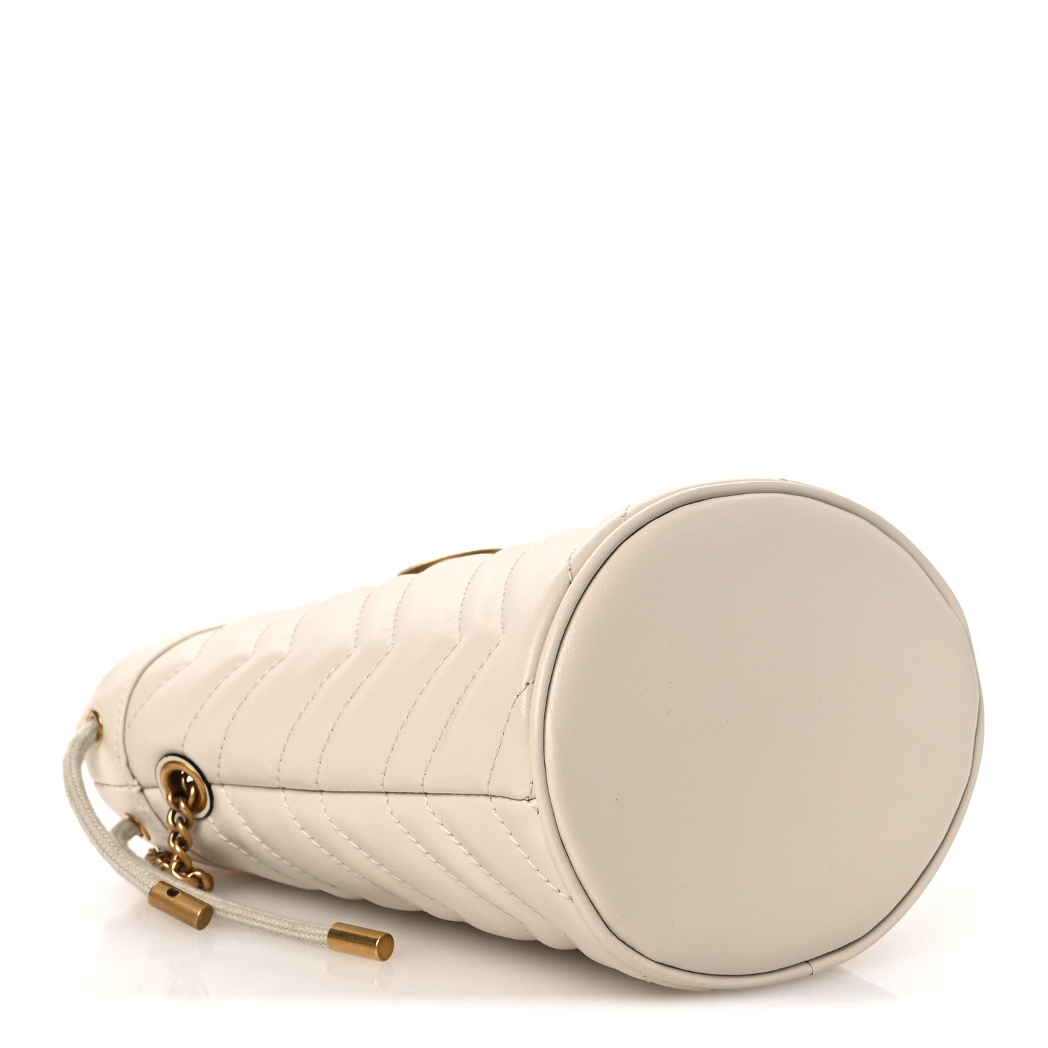 Gucci Calfskin Matelasse Mini GG Marmont 2.0 Bucket Bag White