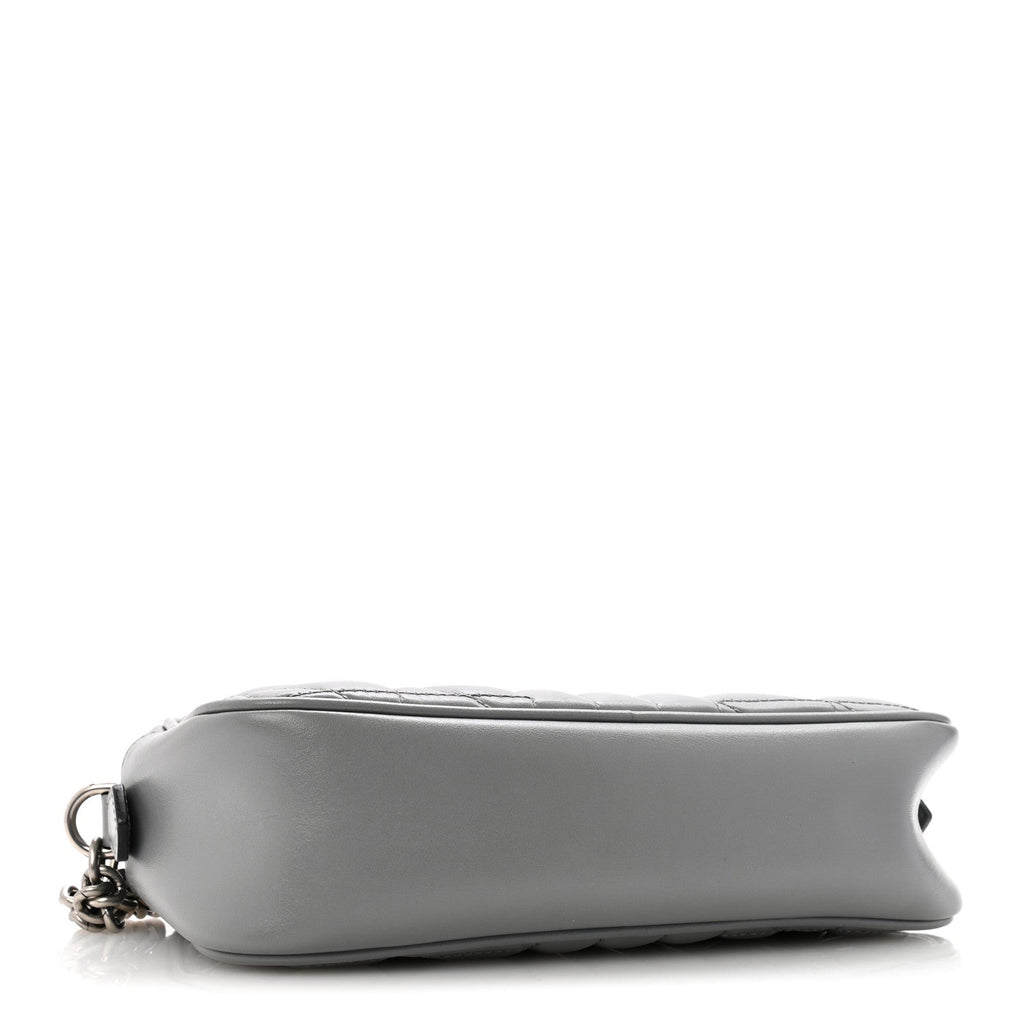 Gucci Calfskin Matelasse Aria Small GG Marmont Chain Shoulder Bag Deep Grey