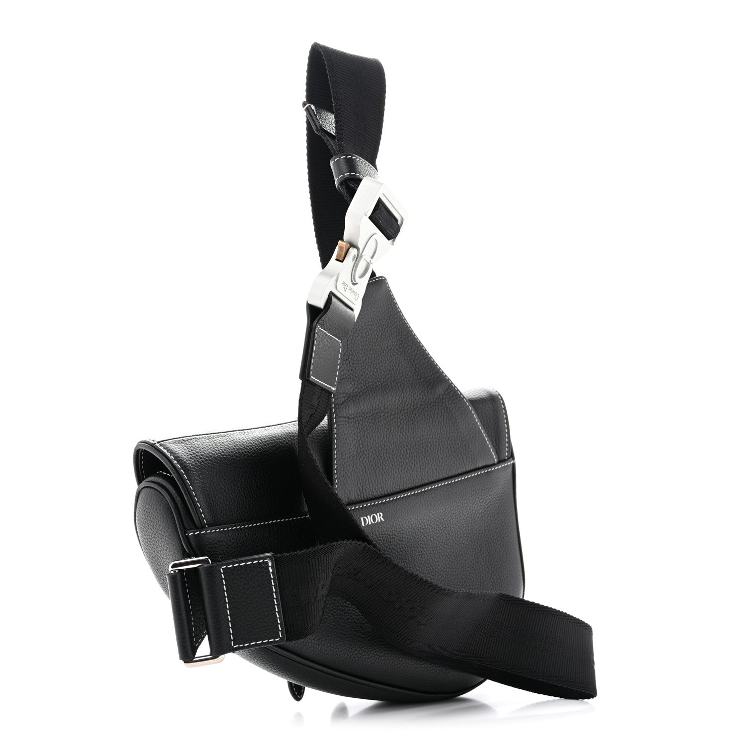 Dior Grained Calfskin Mens Saddle Bag Black