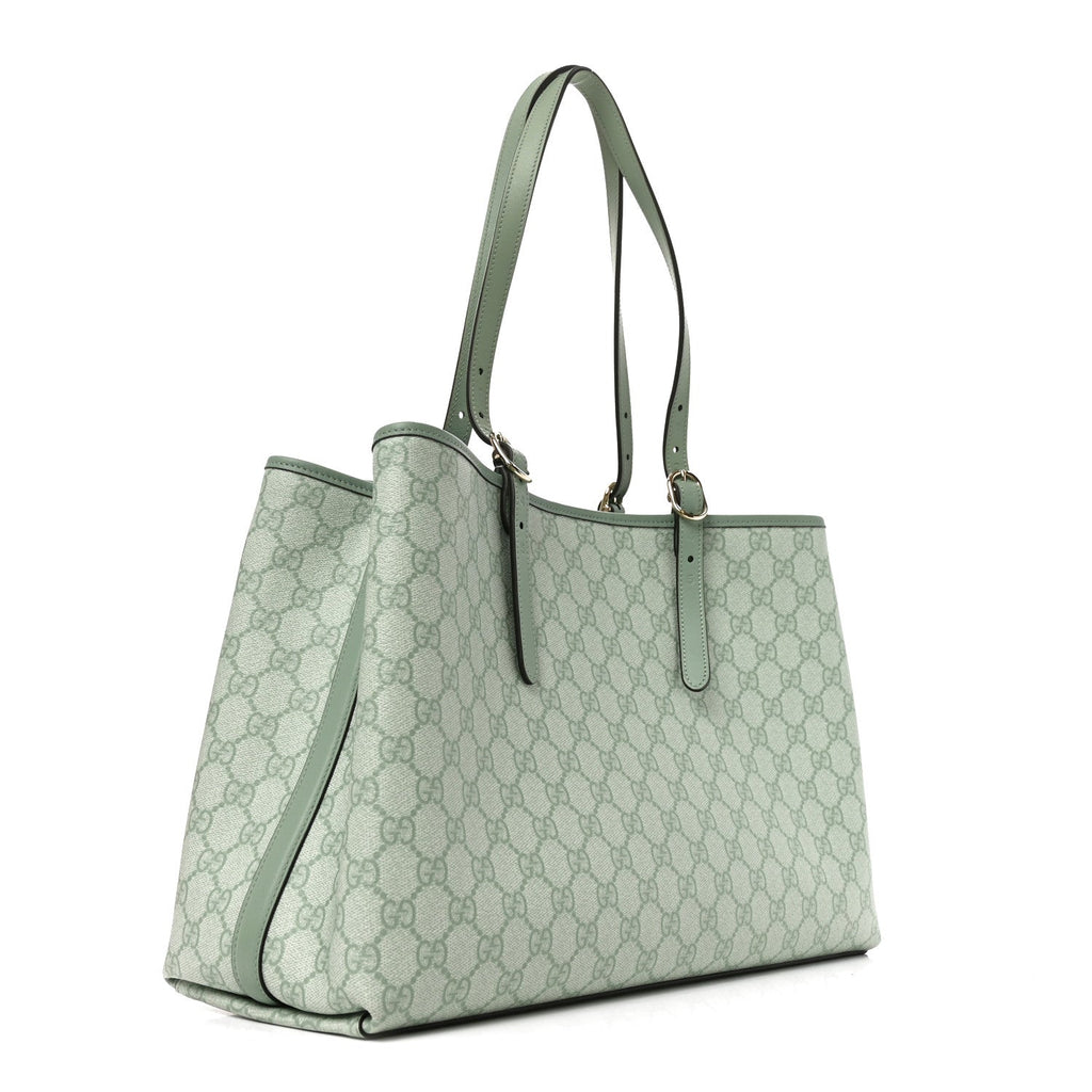 Gucci GG Supreme Monogram Emblem Large Tote Bag Sage Green
