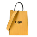 Fendi Vitello Fluffy Logo Small Pack Shopper Tote Yellow Box Black