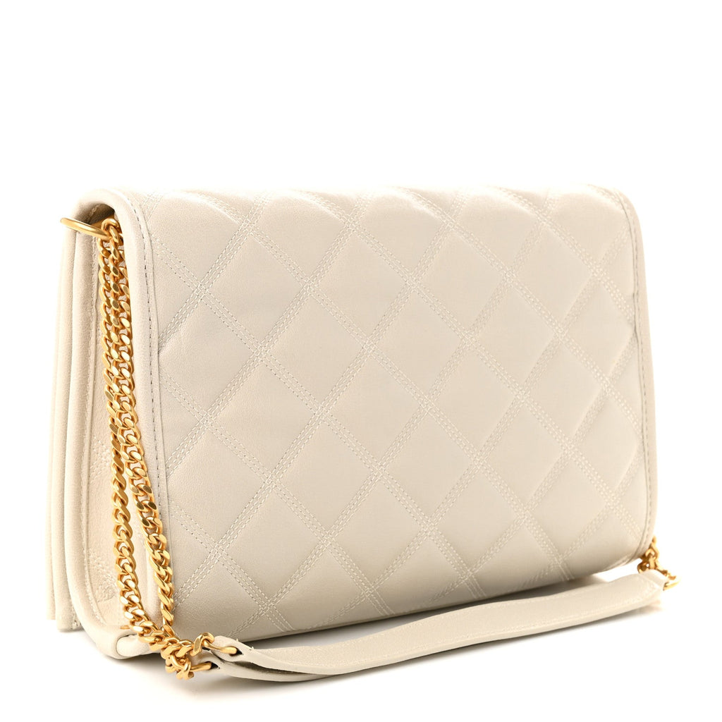Saint Laurent Lambskin Quilted Mini Becky Chain Bag Crema Soft