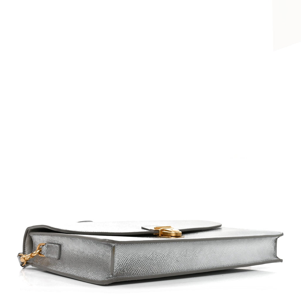 Celine Grained Calfskin Cartable Medium Briefcase Silver