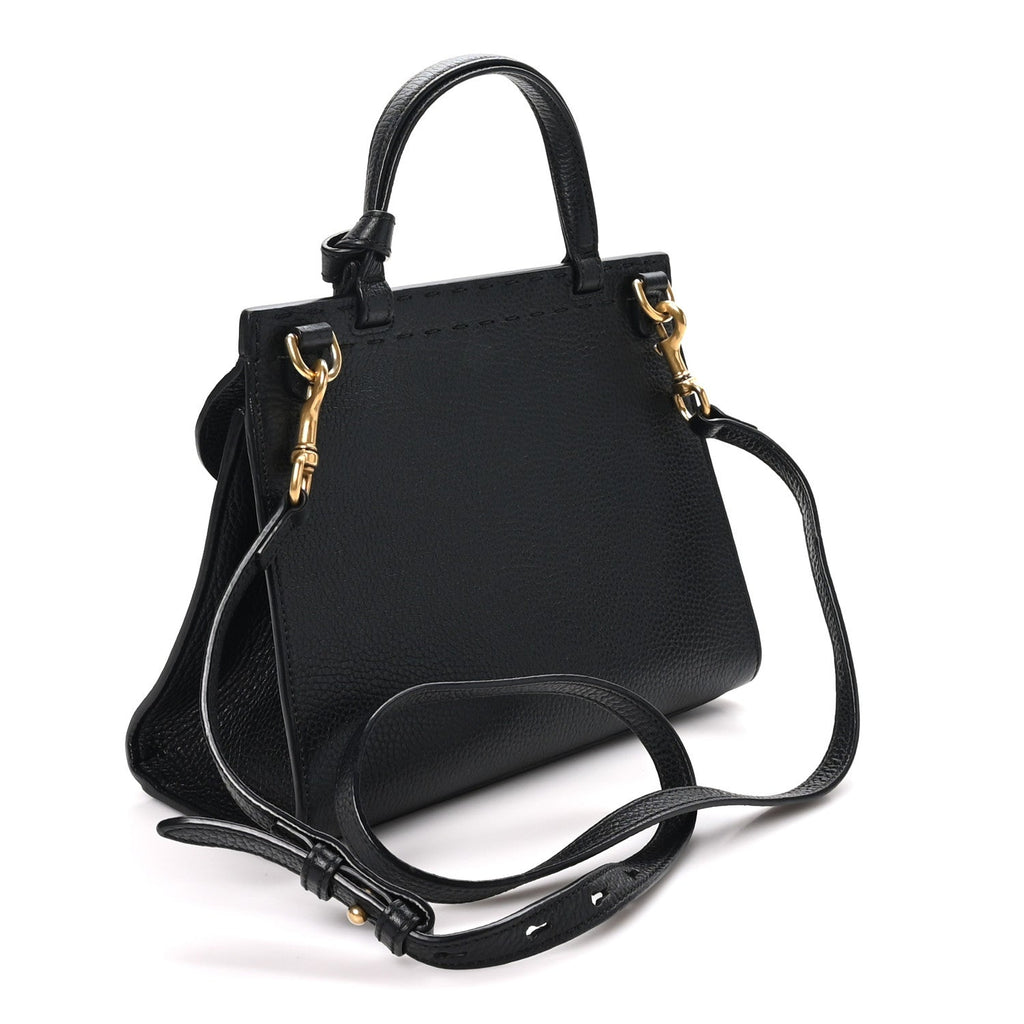Gucci Calfskin Small GG Marmont Top Handle Bag Black