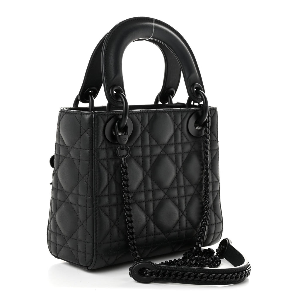 Dior Ultra Matte Calfskin Cannage Mini Lady Dior Black