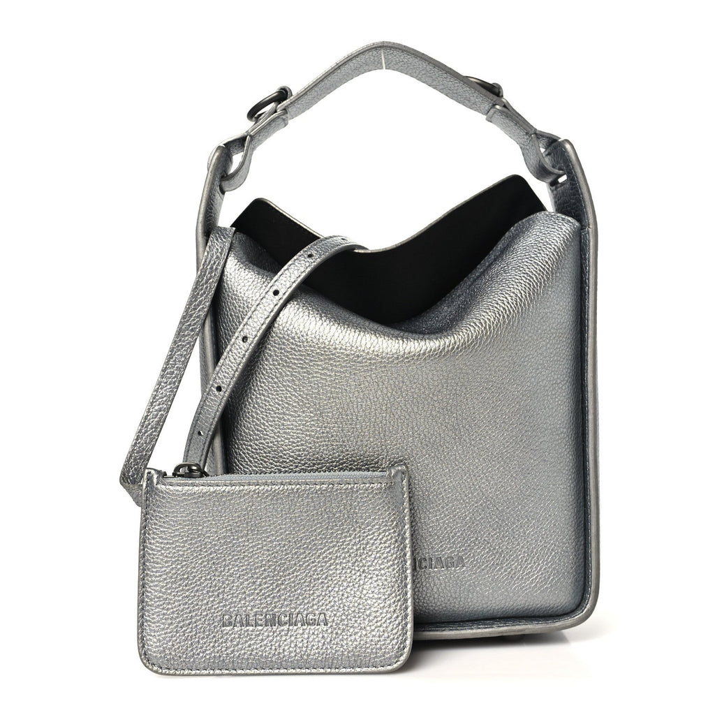 Balenciaga Metallic Calfskin XS Tool 2.0 North-South Tote Silver