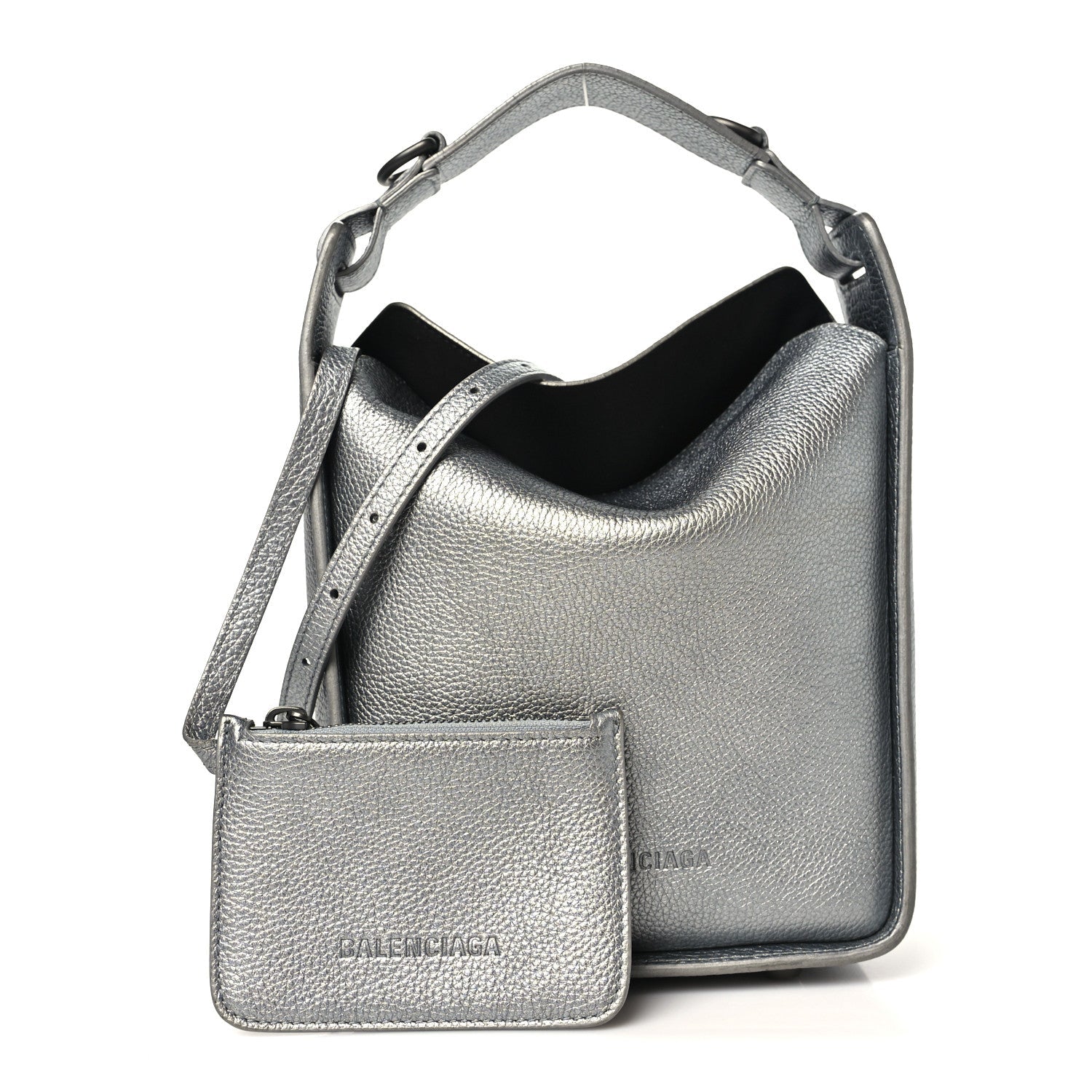 Balenciaga Metallic Calfskin XS Tool 2.0 North-South Tote Silver